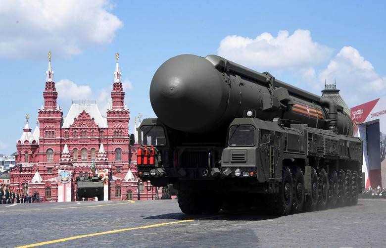 A Russian Yars intercontinental ballistic missile system drives during the Victory Day Parade in Red Square in Moscow, Russia. Host photo agency/Iliya Pitalev via REUTERS  